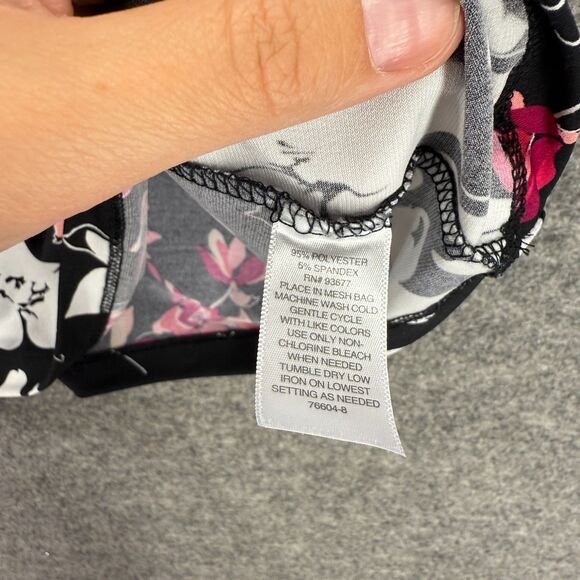 Liz Claiborne Blouse Women L Large Black Floral Sleeveless Wide Strap Casual - Picture 4 of 7